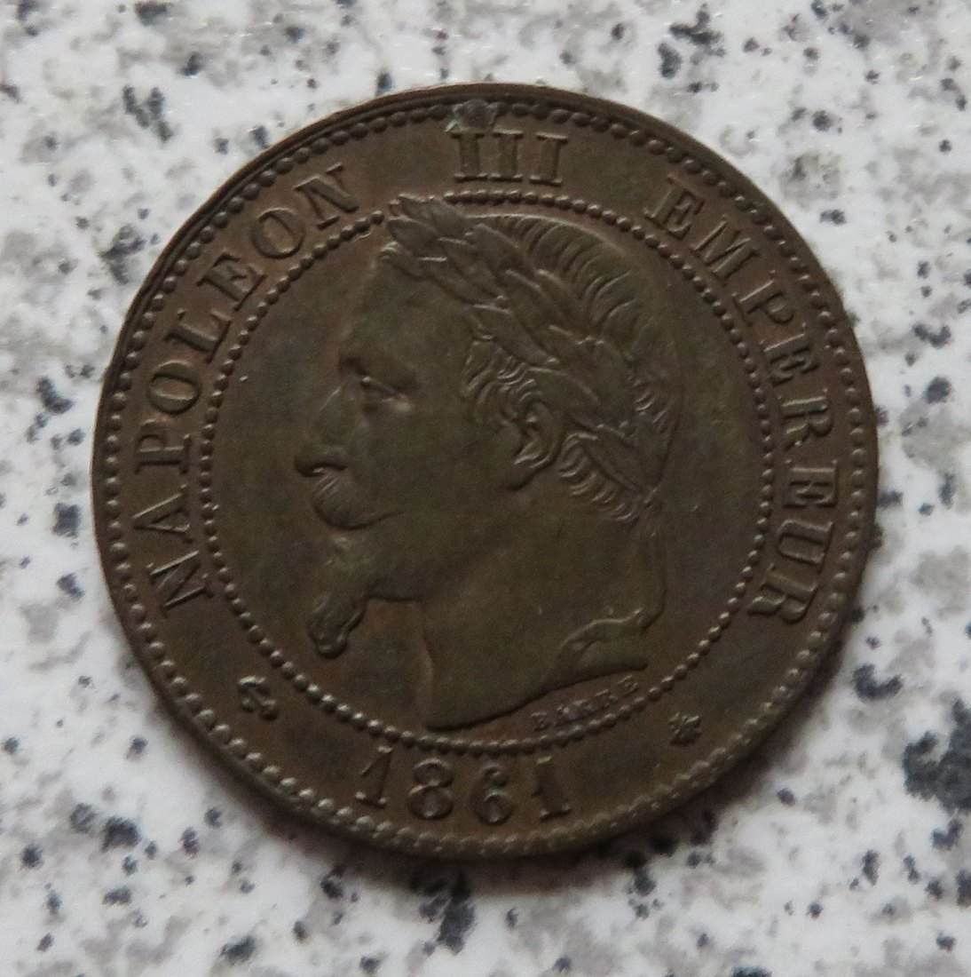  Frankreich 2 Centimes 1861 A, Erhaltung   