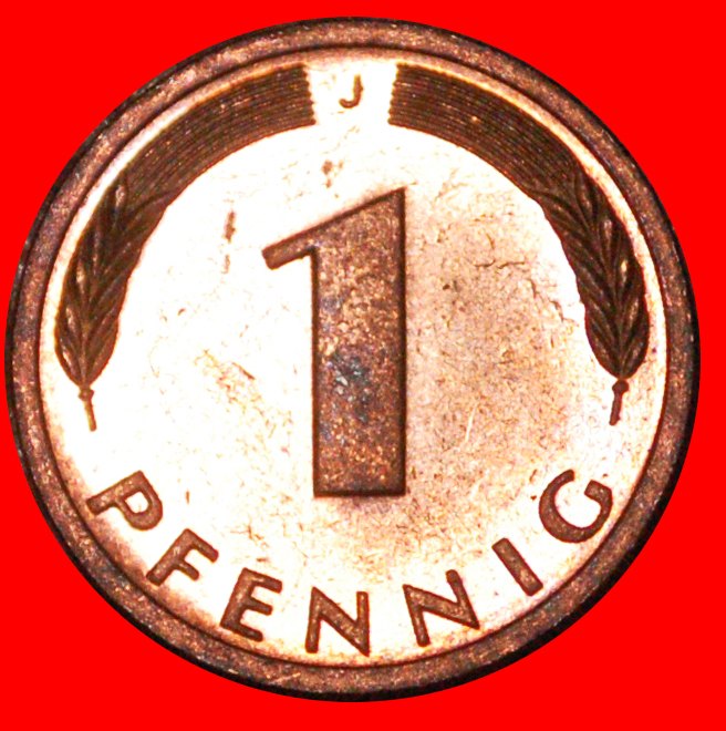 * OAK (1950-2001): GERMANY ★ 1 PFENNIG 1992J Hamburg MINT LUSTRE! LOW START★ NO RESERVE!