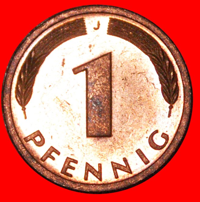  * OAK (1950-2001): GERMANY ★ 1 PFENNIG 1992J Hamburg MINT LUSTRE! LOW START★ NO RESERVE!   