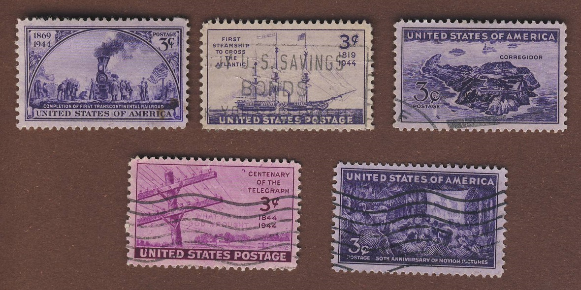  USA 1944 alle Einzelmarken aus 1944 Mi.525,526,527,528,+ 531..kompl.   