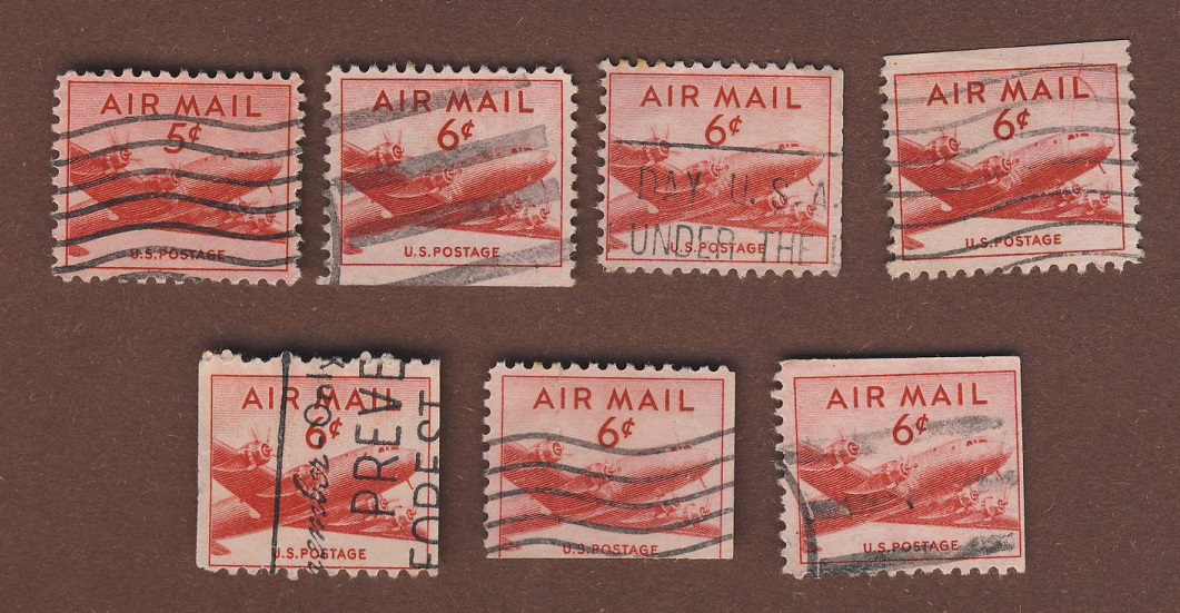  USA 1947 7 Flugpostmarken verschiedene Marken aus Mi.552/553   