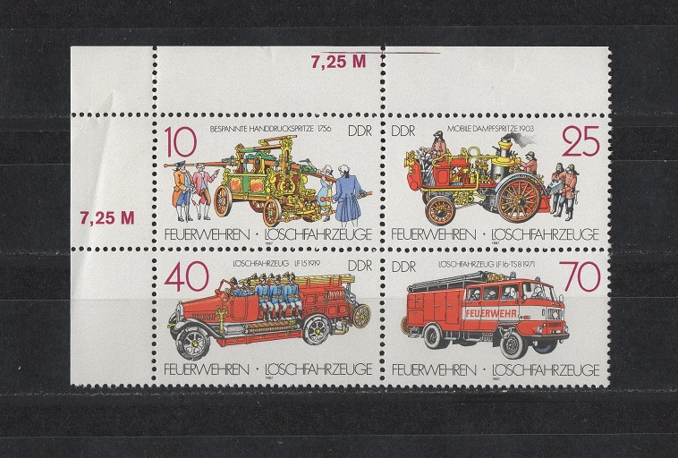  DDR 1987 Mi. 3101-3104 Viererblock m. Eckrand **Postfrisch   