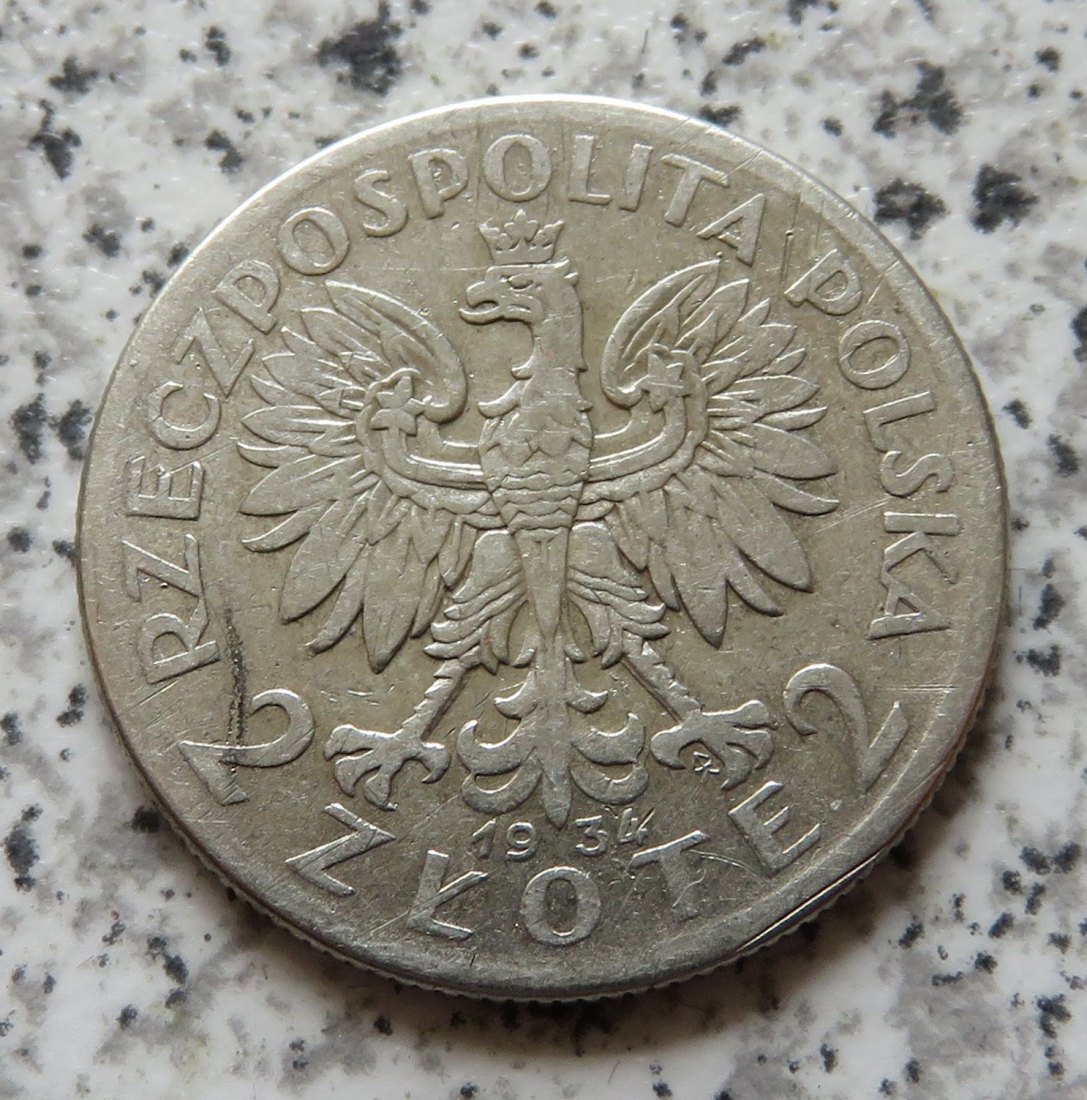  Polen 2 Zloty 1934, besseres Jahr   