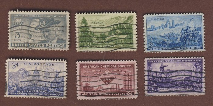  USA 1951 kompl.Jahrgang aus 1951 kompl, Mi.616 - 621.kompl.Jahrgang   