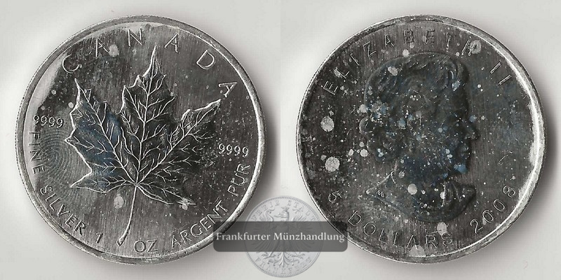  Kanada  5 Dollar Maple Leaf 2008  FM-Frankfurt Feinsilber: 31,1g   