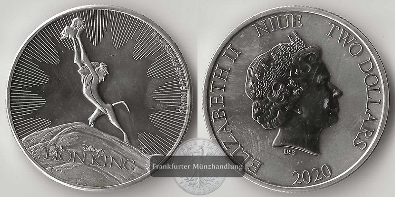  Niue  2 Dollar  2020 Disney König der Löwen  FM-Frankfurt   Feinsilber: 31,1g   