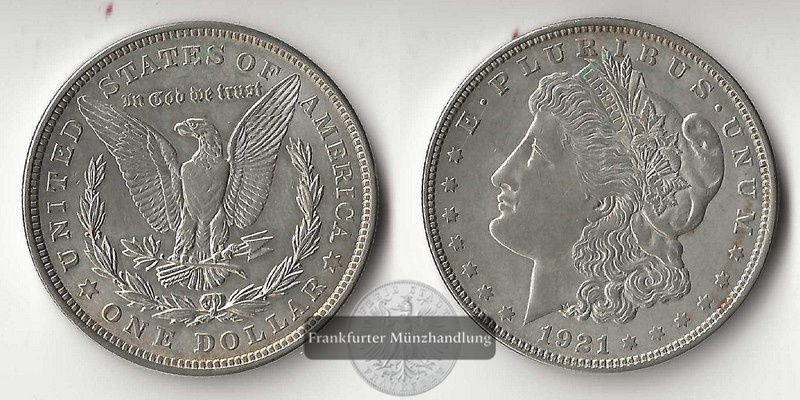  USA,  1 Dollar   1921   Morgan Dollar   FM-Frankfurt   Feinsilber: 24,06g   