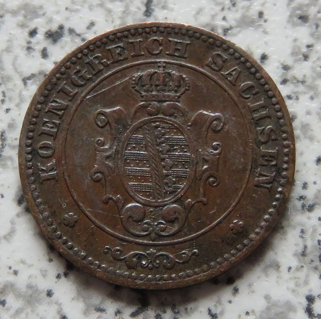  Sachsen 1 Pfennig 1863 B, viele Kratzer!   