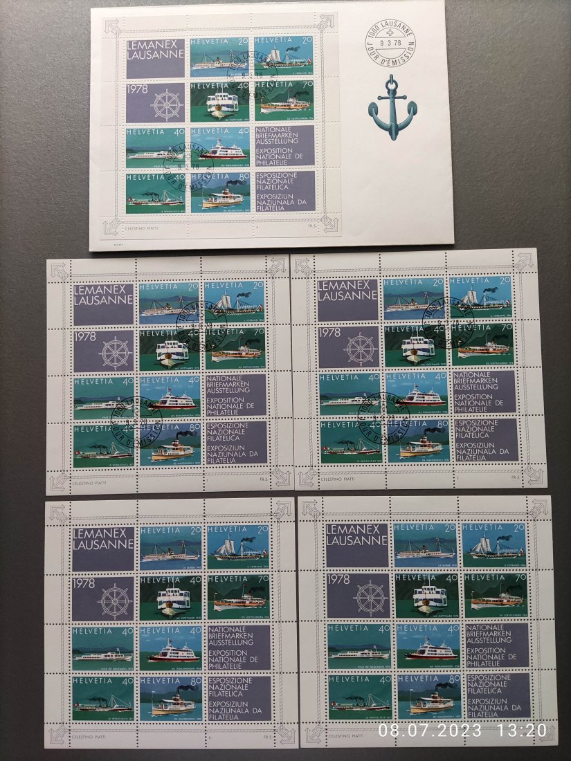  Schweiz Gedenkblocks zur nationalen Briefmarken Ausstellung Lemanex Lausanne 1978   