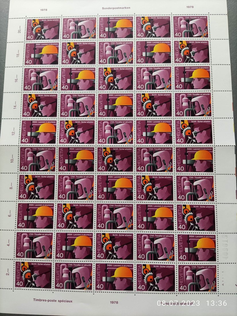  Schweiz Kleinbogen II SUVA sicher arbeiten 1978 MiNr. 1134-1136   