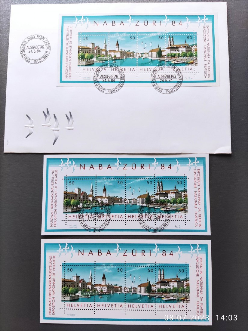  Schweiz Zürich 1984 Gedenkblock zur nationalen Briefmarken Ausstellung   
