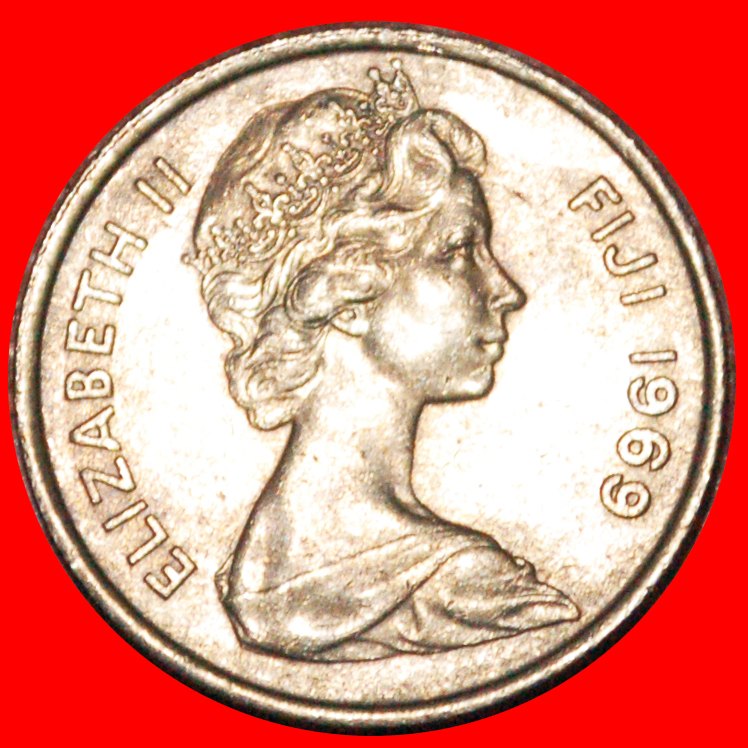  * GROSSBRITANNIEN (1969-1984): FIJI ★ 5 CENT 1969 TROMMEL ELISABETH II. (1953-2022) ★OHNE VORBEHALT!   