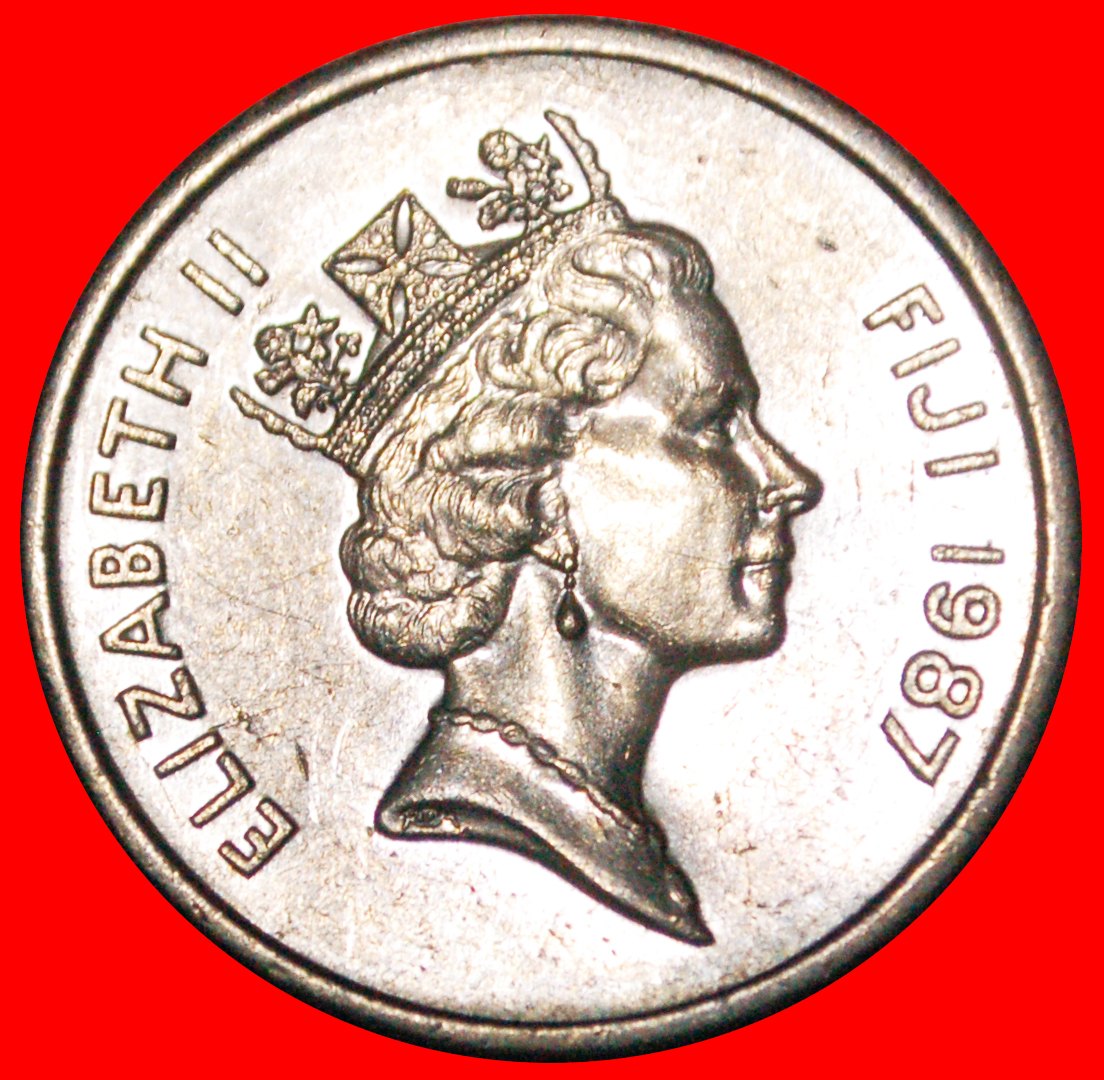  * AUSTRALIEN (1986-1987): FIJI★20 CENT 1987 CACHALOT ZAHN! ELISABETH II. (1953-2022)★OHNE VORBEHALT!   