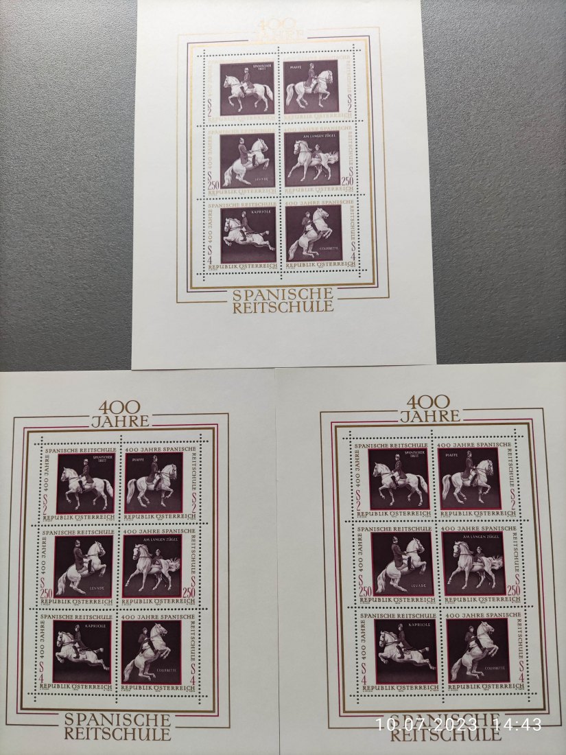  Österreich 400 Jahre spanische Reitschule 1972 / Rumänien Joan Miro 1970 / France Arphila 1975   