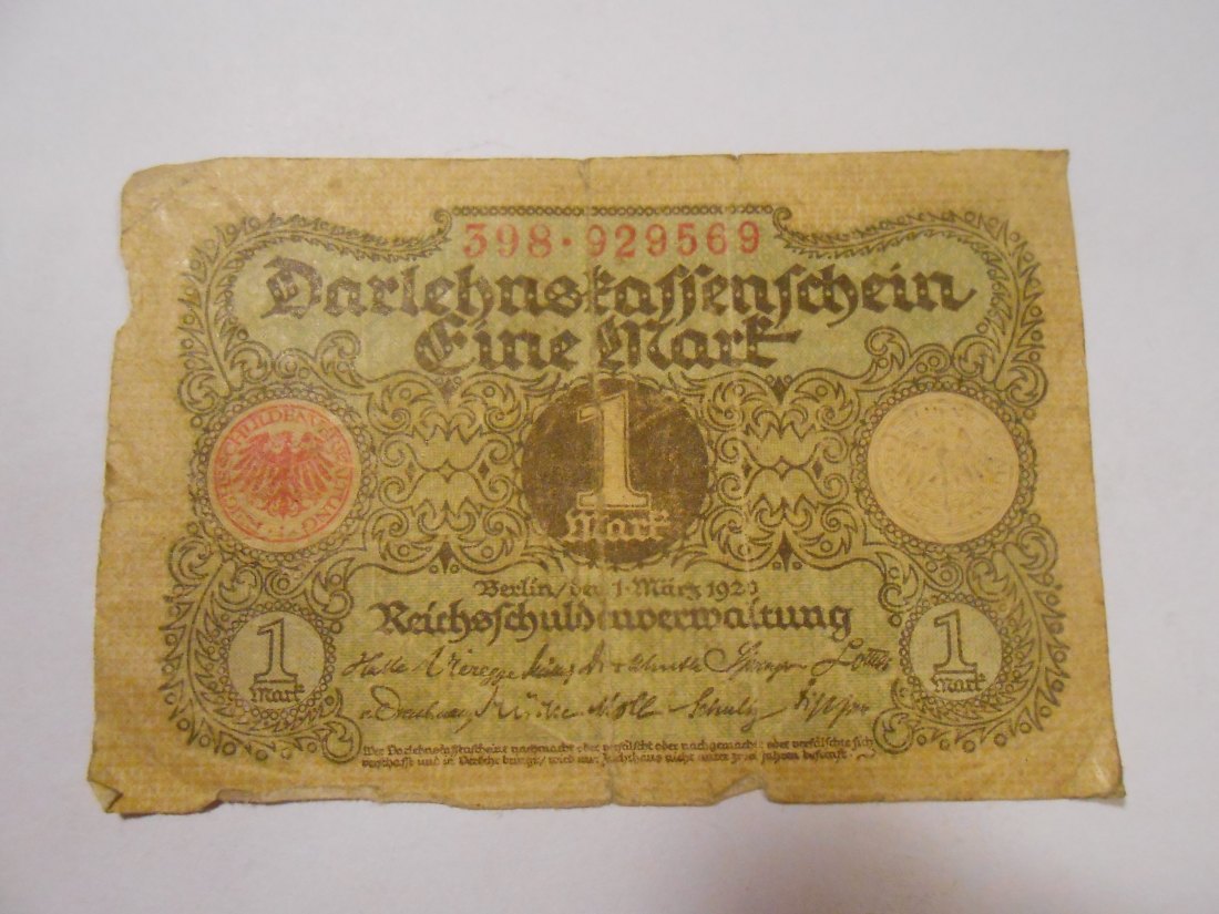  1 Mark Darlehnskassenschein_1.März 1920_Serien Nr. 398.929569_DEU-189_Ro64   