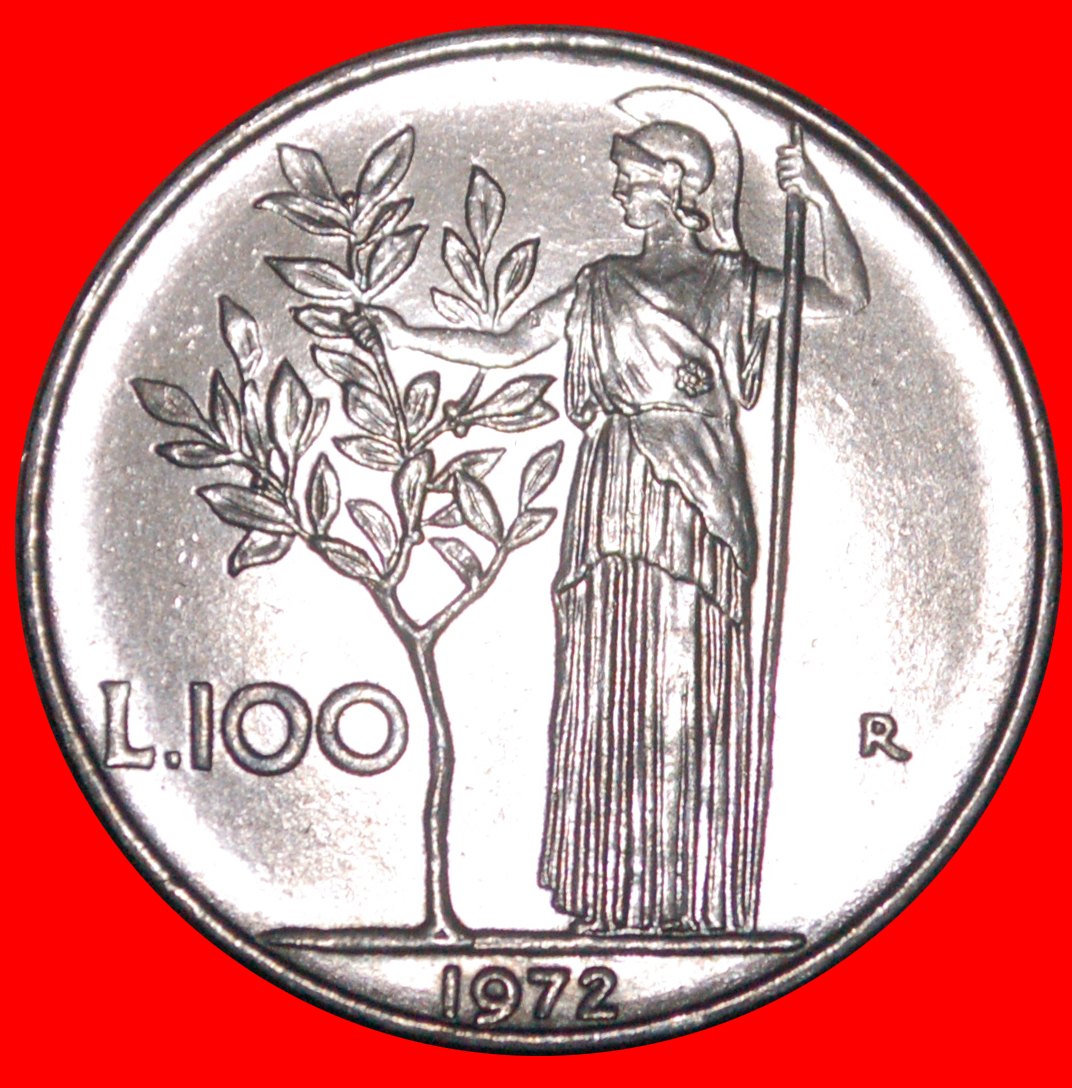  * GODDESS MINERVA (1954-1989): ITALY ★ 100 LIRAS 1972R! MINT LUSTRE! LOW START ★ NO RESERVE!   