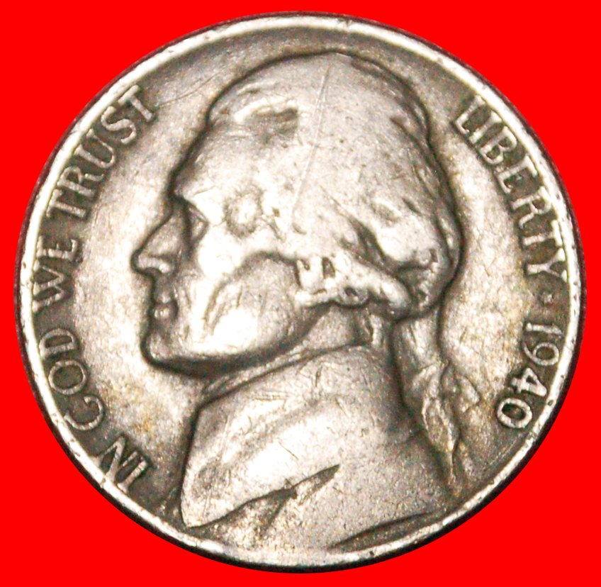  * KRIEGSZEIT (1939-1945): USA ★ 5 CENTS 1940! Jefferson (1801-1809) OHNE VORBEHALT!   