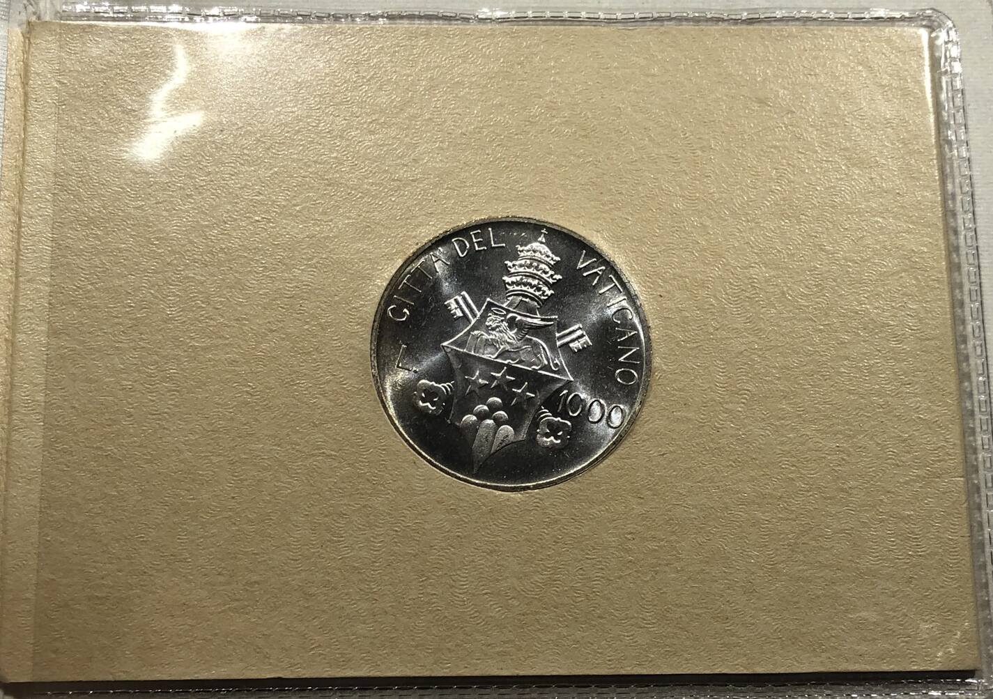  Vatikan Silbermünze 1000 Lire 1978  im Folder   