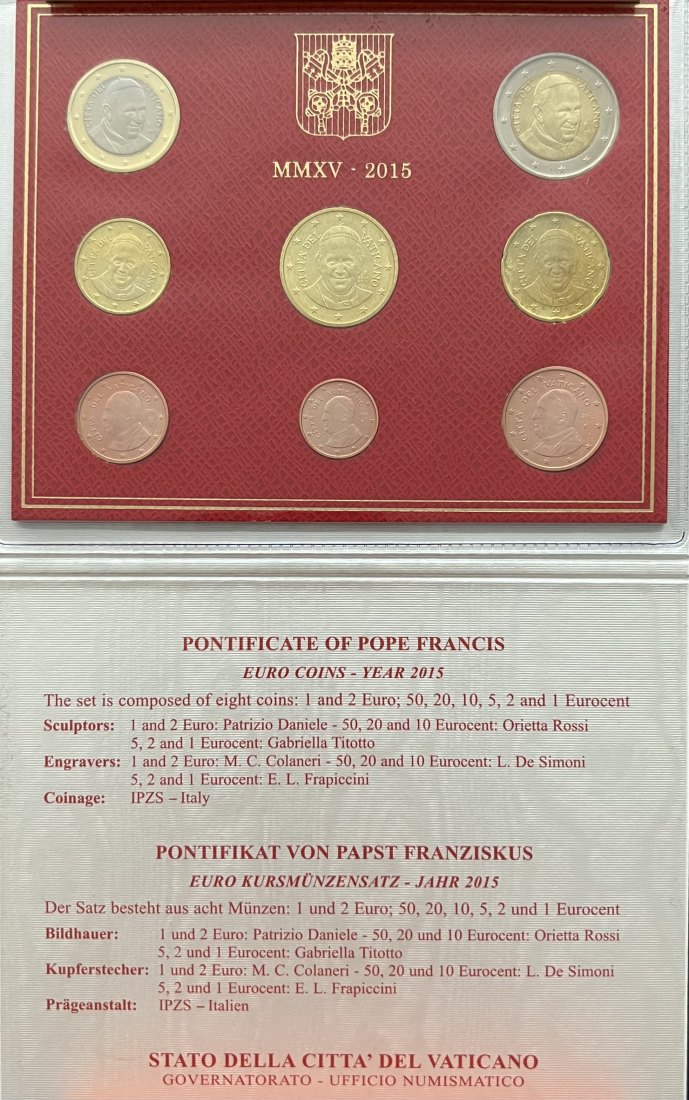  offizieller KMS Vatikan 2015 Papst Franziskus 2015 im original Folder   