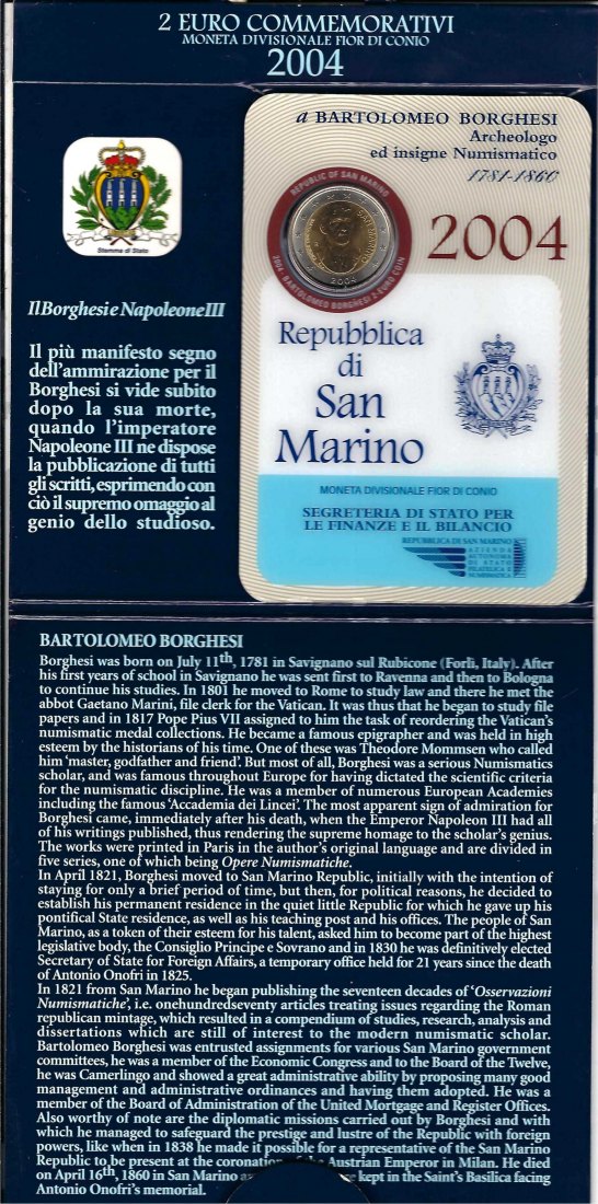  2 Euro San Marino  Borghesi 2004 Münzen und Goldankauf Koblenz Frank Maurer Ai 581   