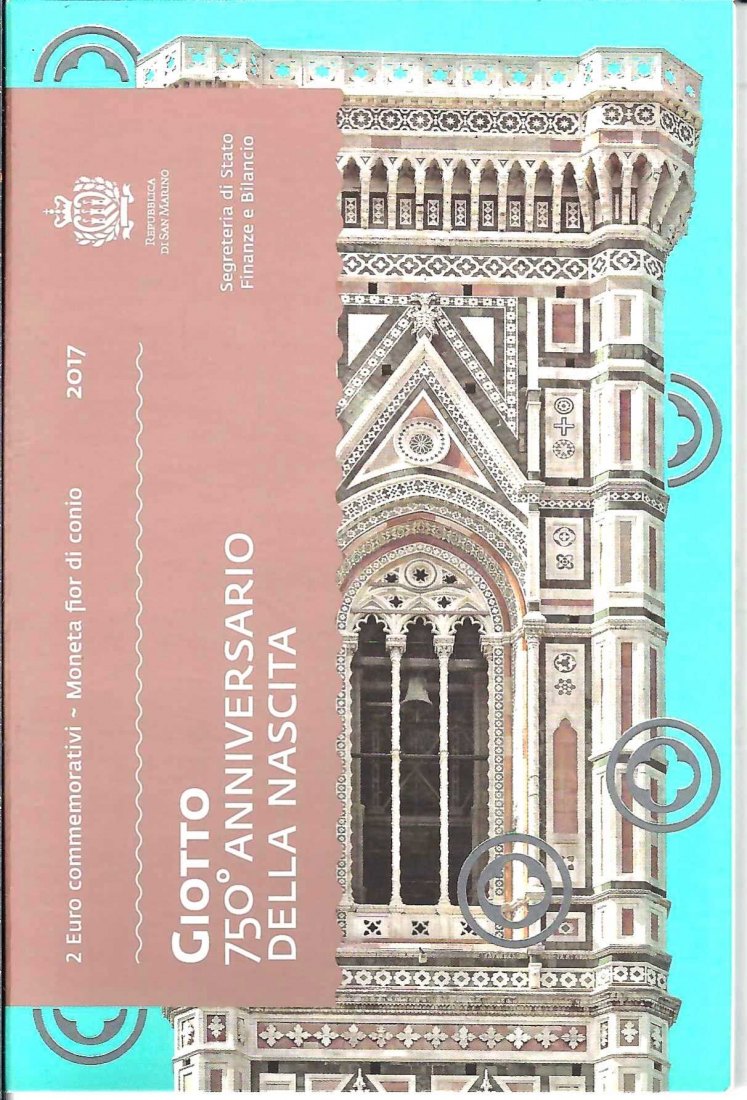  San Marino 2 Euro Gedenkmünze Giotto 2017 Frank Maurer Koblenz AL410   
