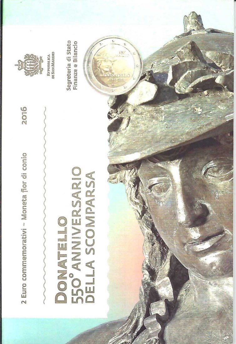  San Marino 2 Euro Gedenkmünze Donatello 2016 Frank Maurer Koblenz AL411   