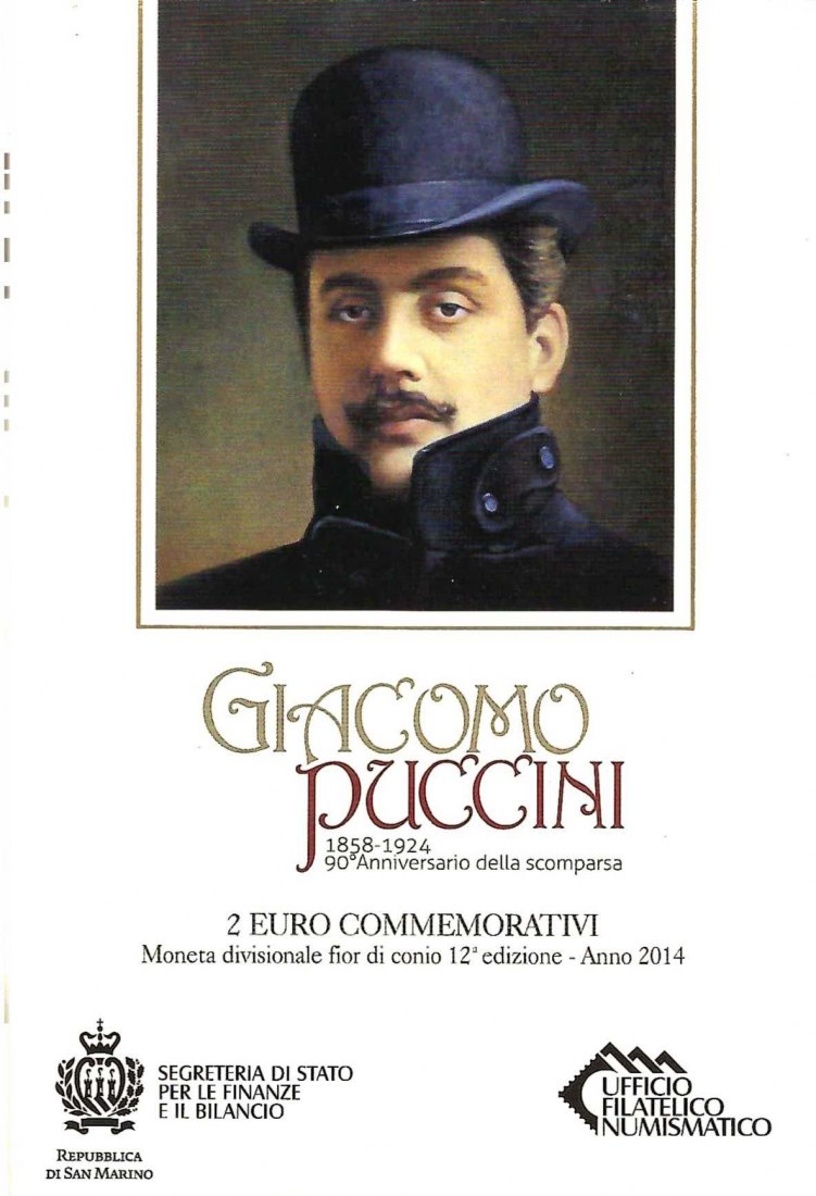  San Marino 2 Euro Gedenkmünze Giacomo Puccini 2014 Frank Maurer Koblenz AL409   