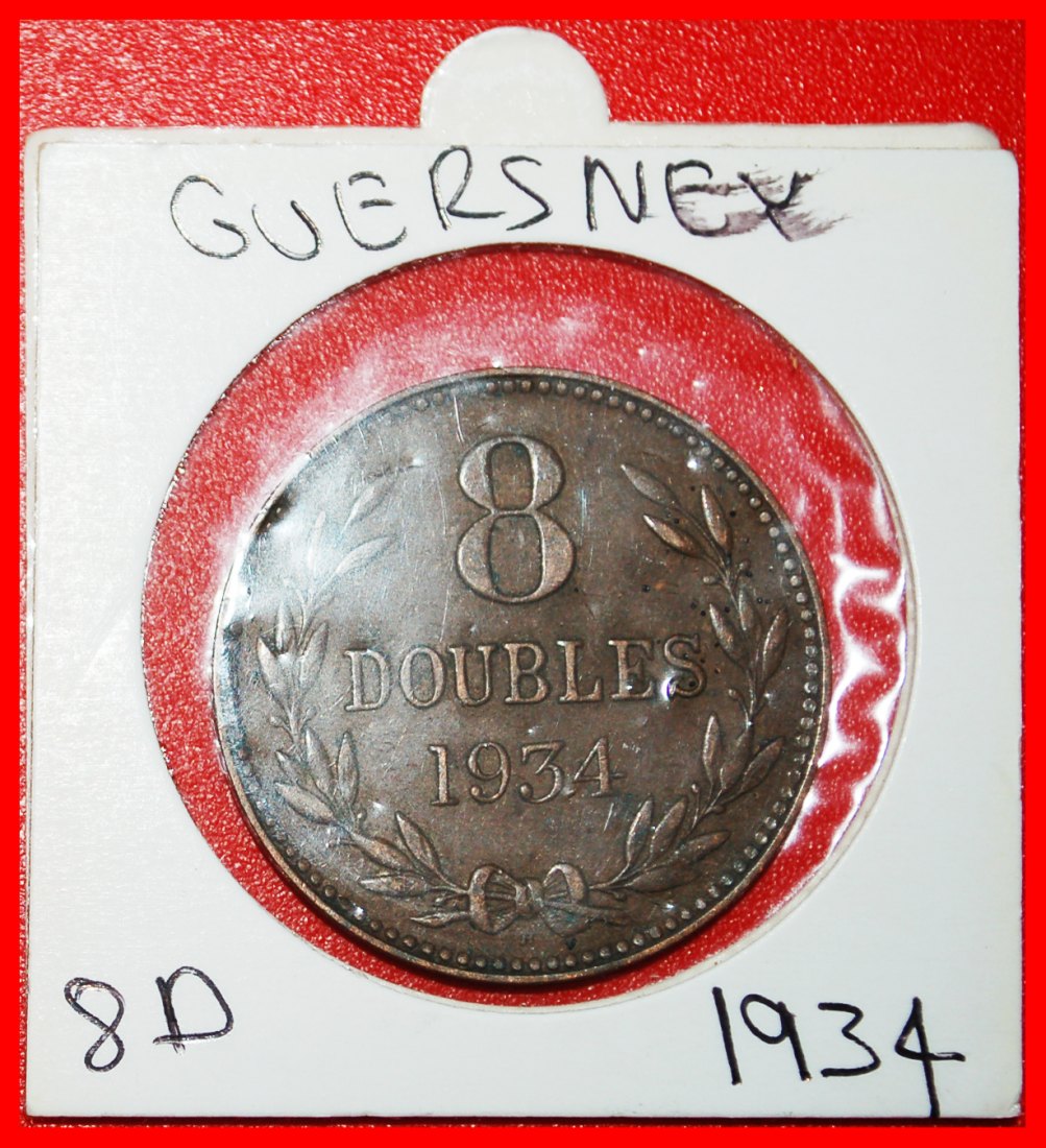 * GREAT BRITAIN (1914-1949): GUERNESEY ★ 8 DOUBLES 1934H DIE A! IN HOLDER!★LOW START ★ NO RESERVE!   