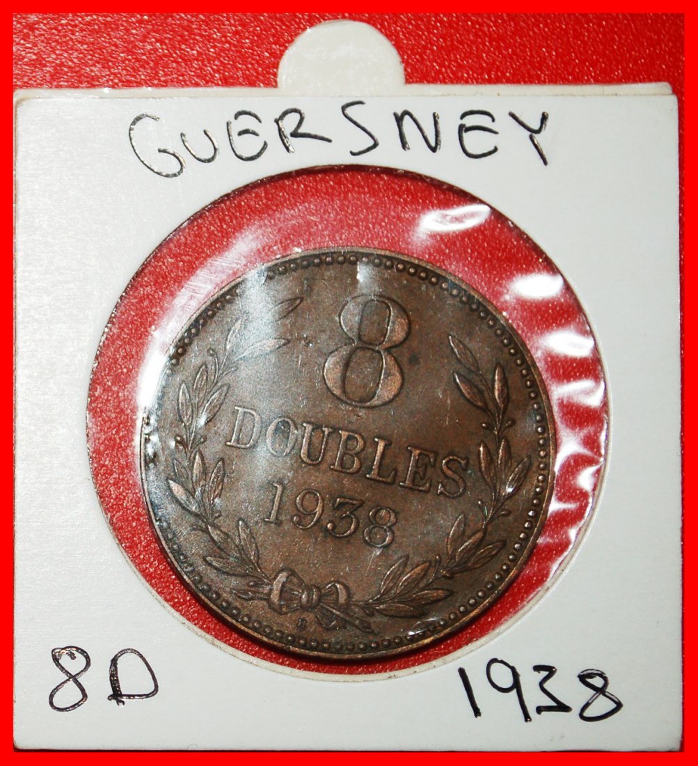  * GREAT BRITAIN (1914-1949): GUERNESEY ★ 8 DOUBLES 1938H DIE A! IN HOLDER!★LOW START ★ NO RESERVE!   