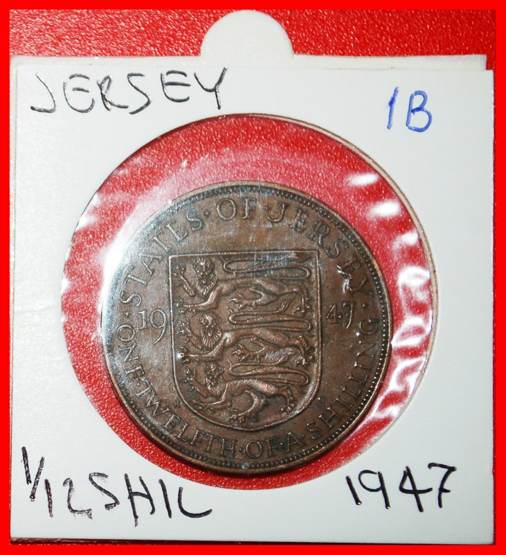  * GREAT BRITAIN (1937-1947): JERSEY ★ 1/12 SHILLING 1947! IN HOLDER! ★LOW START ★ NO RESERVE!   