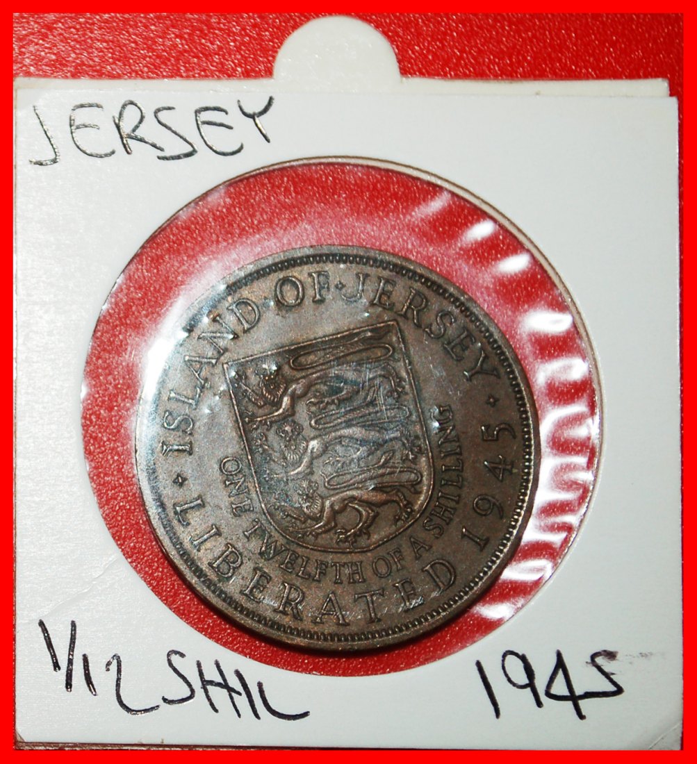  * GREAT BRITAIN: JERSEY ★ 1/12 SHILLING 1945 (1949-1952)! IN HOLDER!★LOW START ★ NO RESERVE!   