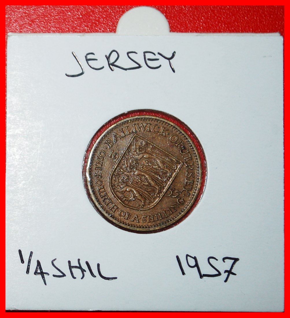  * GREAT BRITAIN (1957-1960): JERSEY ★ 1/4 SHILLING 1957! IN HOLDER!★LOW START ★ NO RESERVE!   