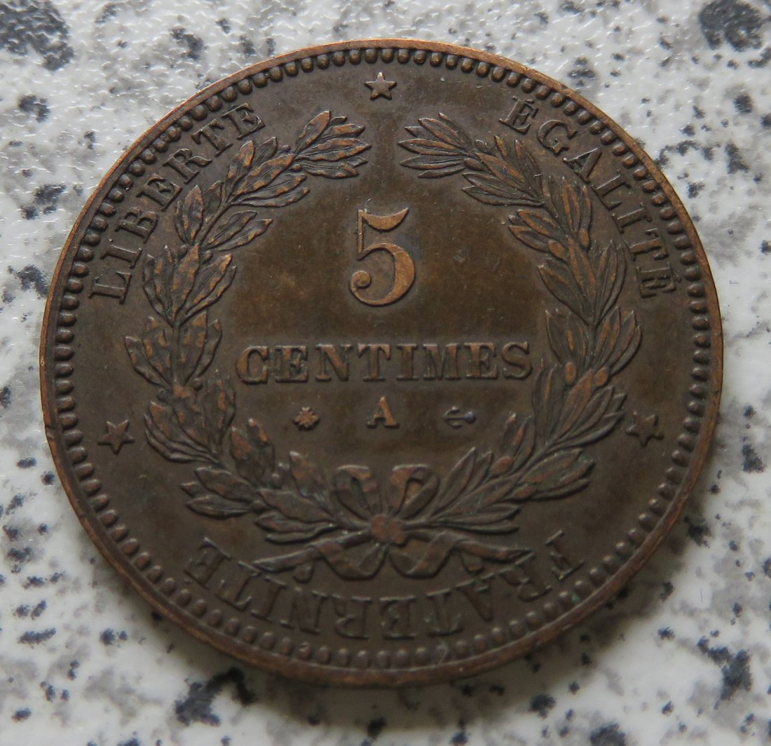  Frankreich 5 Centimes 1872 A, besser   
