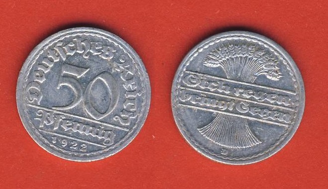  Weimar 50Pfennig 1922 D   