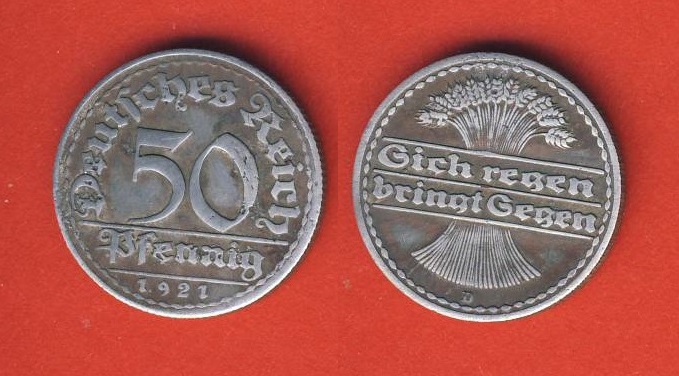  Weimar 50Pfennig 1921 D   