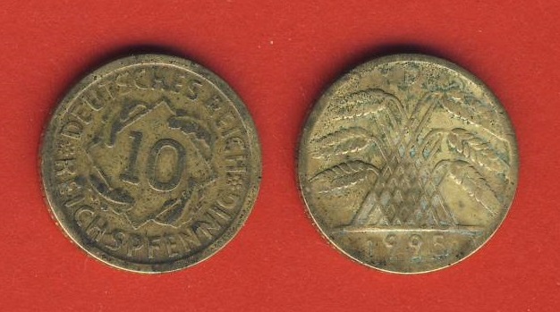  Weimarer Republik 10 Reichspfennig 1925 D   