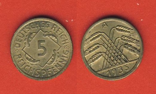  Weimarer Republik 5 Reichspfennig 1935 A   