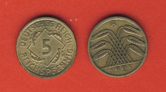  Weimarer Republik 5 Reichspfennig 1925 A   