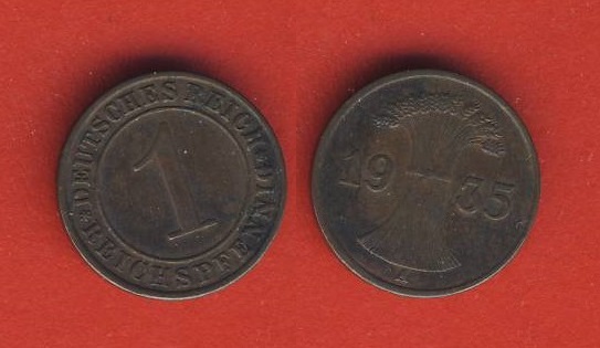  Weimarer Republik 1 Reichspfennig 1935 A   