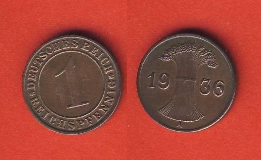  Weimarer Republik 1 Reichspfennig 1936 A   