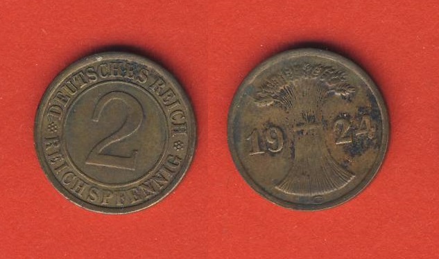  Weimarer Republik 2 Rentenpfennig 1924 G   