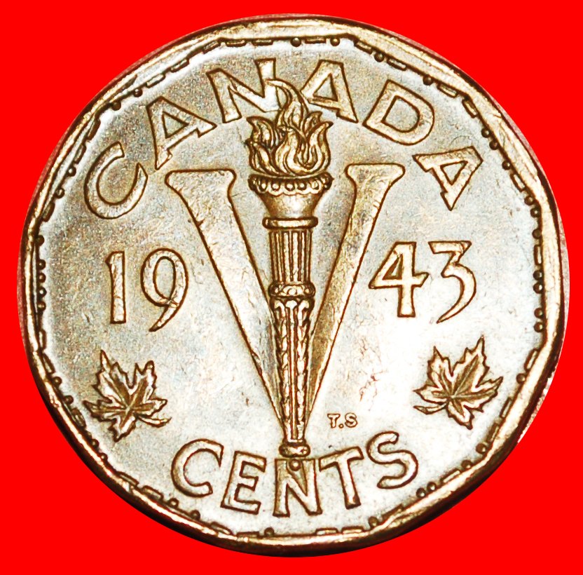  * MORSE CODE: CANADA ★ 5 CENTS 1943! GEORGE VI (1937-1952) LOW START ★ NO RESERVE!   