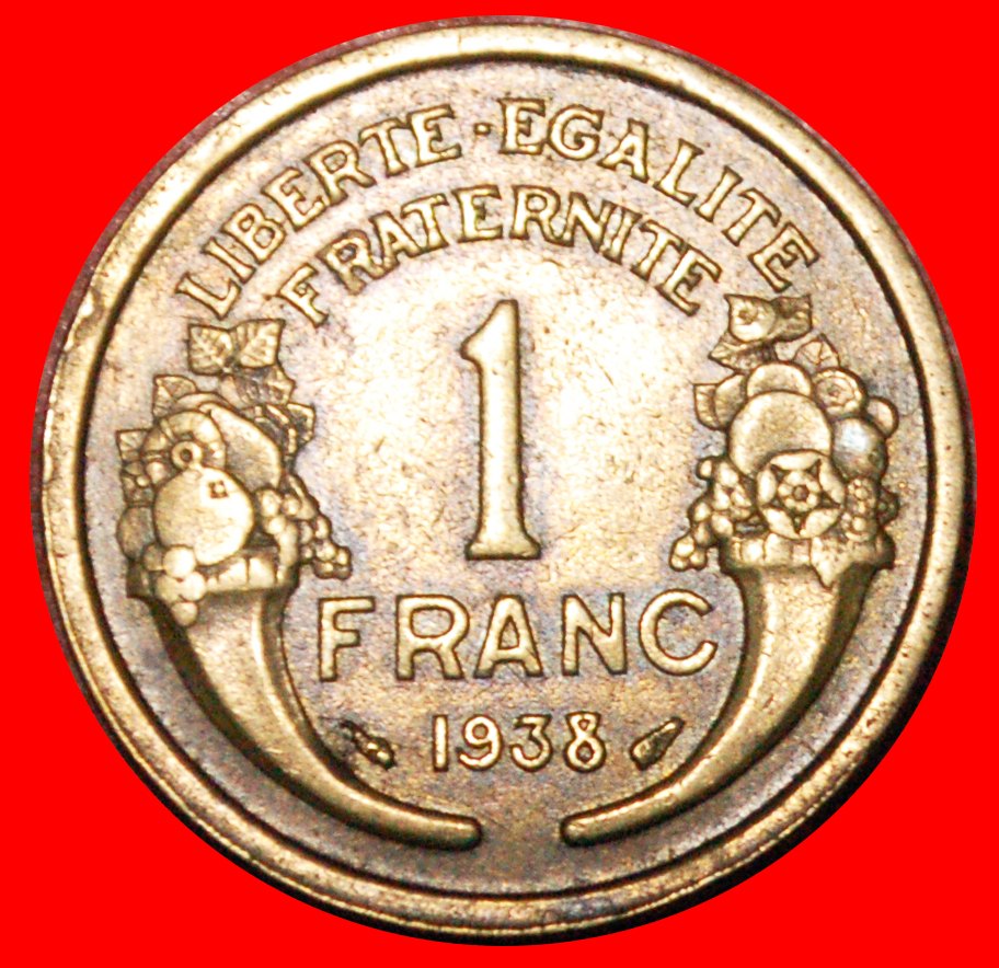  * 2 SOLD CORNUCOPIAS (1931-1941): FRANCE ★ 1 FRANC 1938 DIE 2! LOW START ★ NO RESERVE!   
