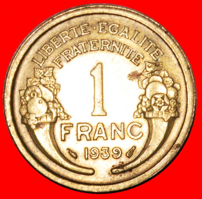  * FÜLLHORN (1931-1941): FRANKREICH ★ 1 FRANC 1939 STEMPEL 2! 3. REPUBLIK (1870-1940) OHNE VORBEHALT!   