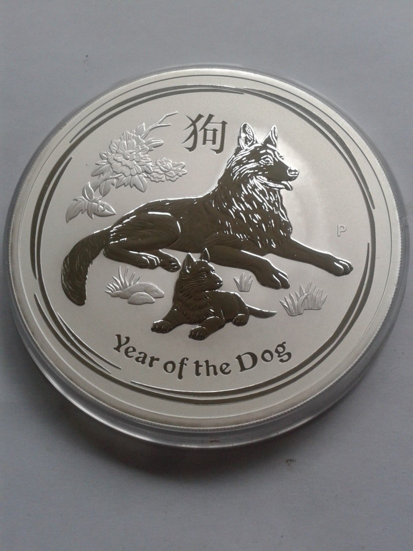  Original 10$ 2018 Australien Lunar Hund 10 Unzen Silber 9999er 10 Dollars 2018 Lunar Hund 10oz.   