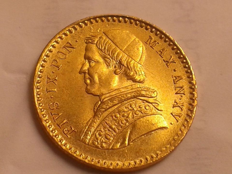  Original 2,5 Scudi 1861 Vatikan Papst Pius IX. Rom AN XIV ca. 4,33g Gold vz-st   