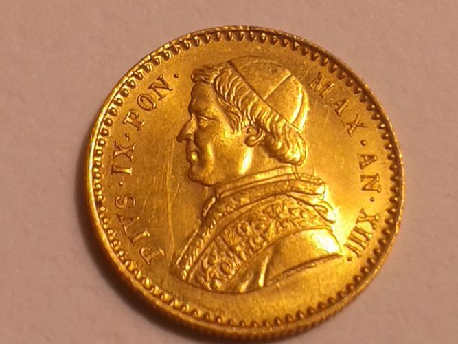 Original 2,5 Scudi 1859 Vatikan Papst Pius IX. Rom AN XIII ca. 4,33g Gold vz-st