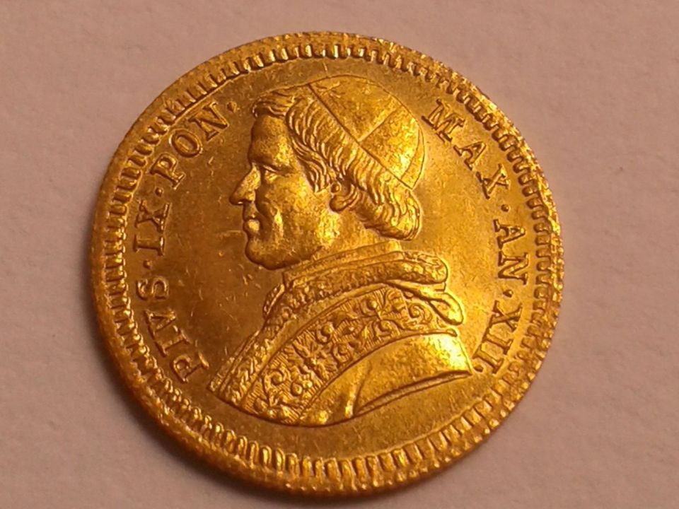  Original 2,5 Scudi 1857 Vatikan Papst Pius IX. Rom AN XII ca. 4,33g Gold vz-st   