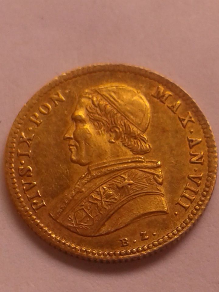 Original 1 Scudi 1853 Vatikan Papst Pius IX. Rom AN VIII ca. 1,71g Gold vz-st 1 scudo 1853 vaticano