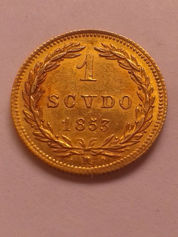  Original 1 Scudi 1853 Vatikan Papst Pius IX. Rom AN VIII ca. 1,71g Gold vz-st 1 scudo 1853 vaticano   